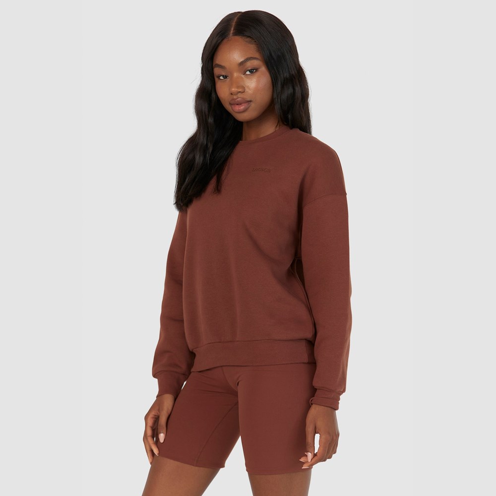 Lounge Underwear 365 Oversized Crew Neck Jumper Chocola | JX9186450