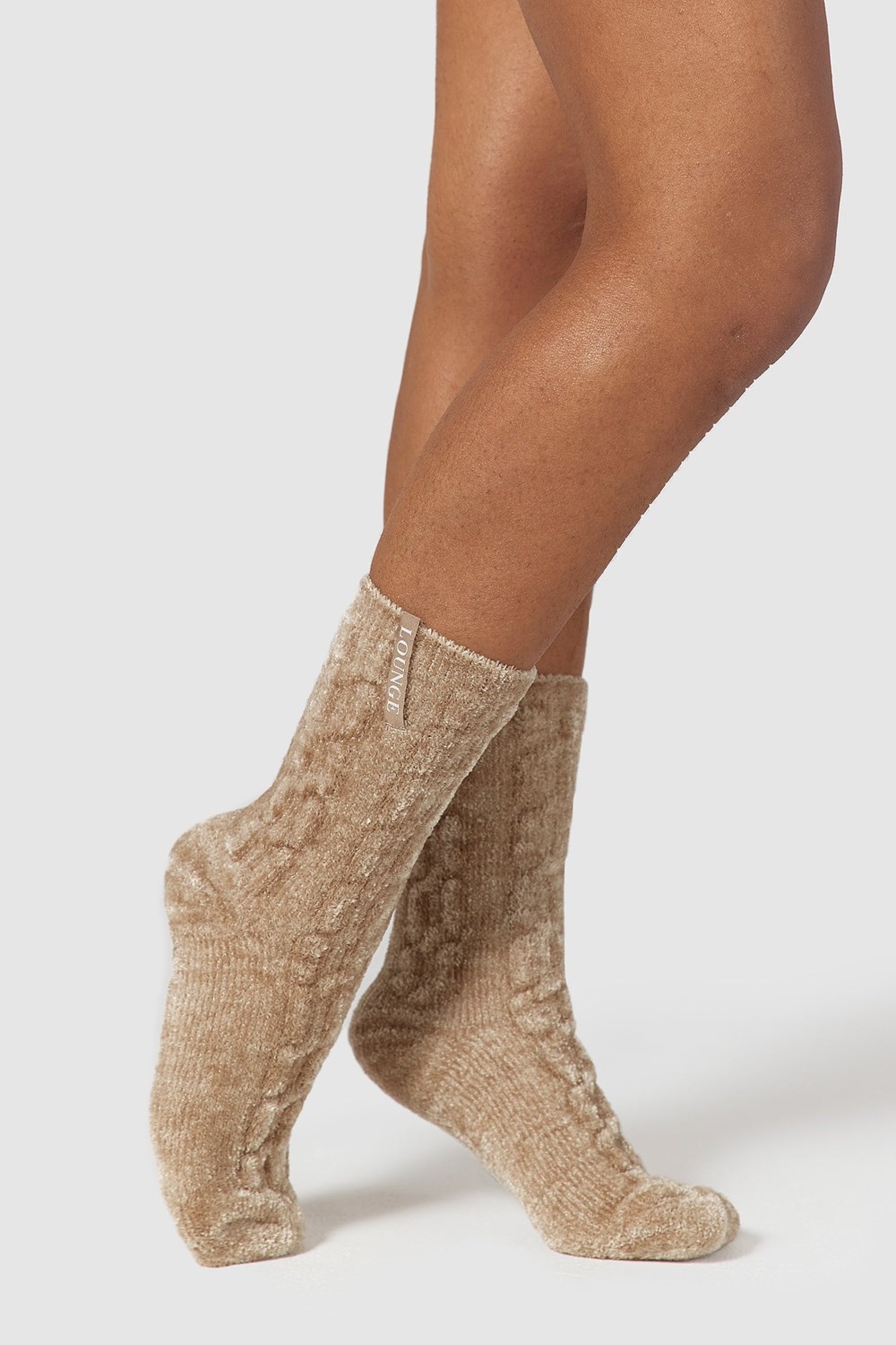 Lounge Underwear Chenille Gebreid Socks Mink | FC9673841