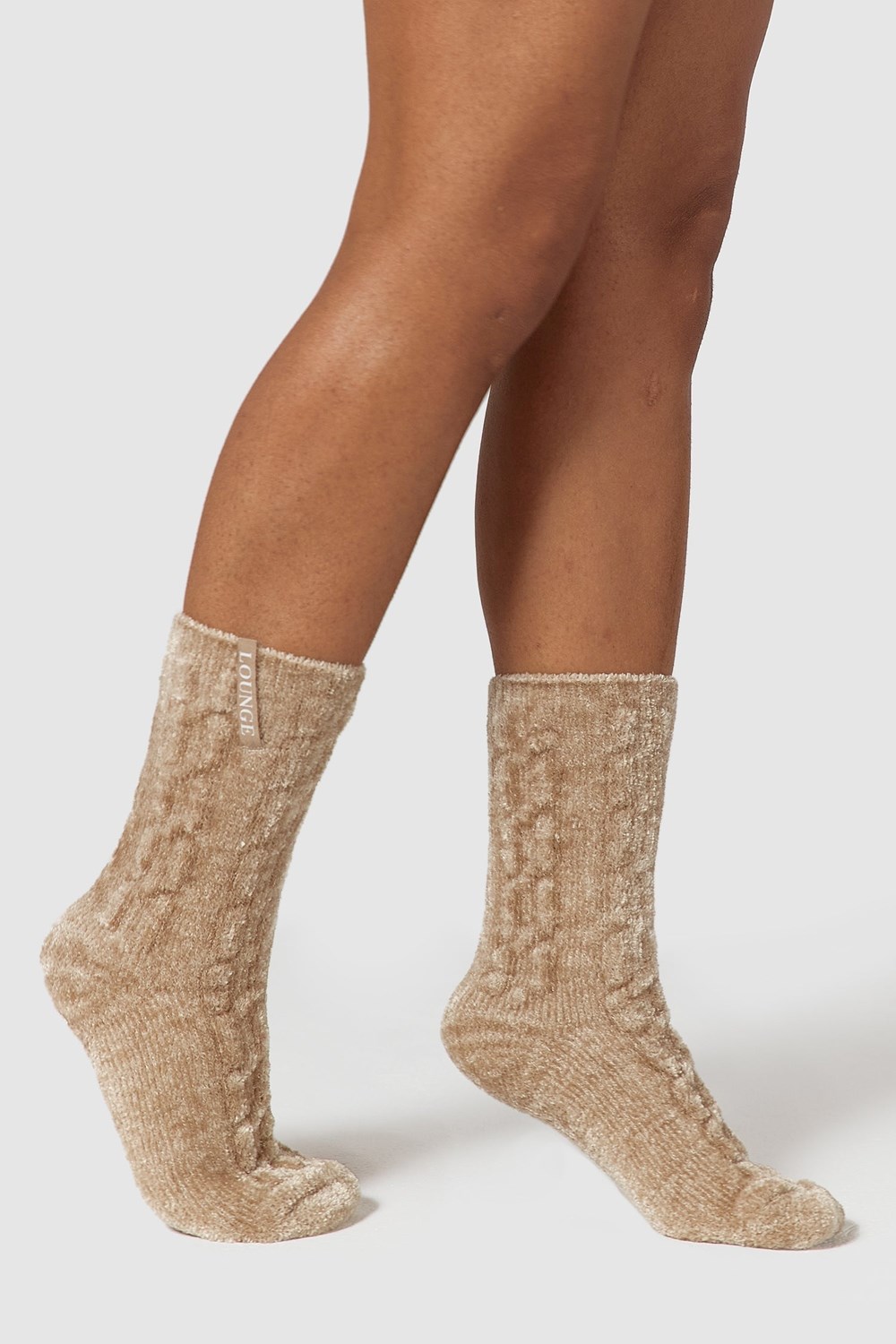 Lounge Underwear Chenille Gebreid Socks Mink | FC9673841