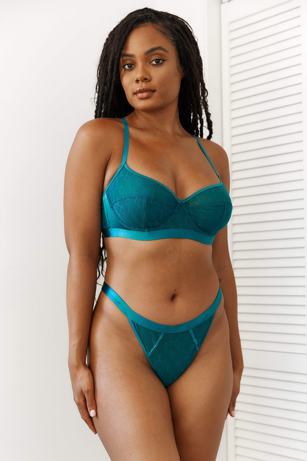 Lounge Underwear Chic Balcony Bra & String Set Turquoise | VQ5732910