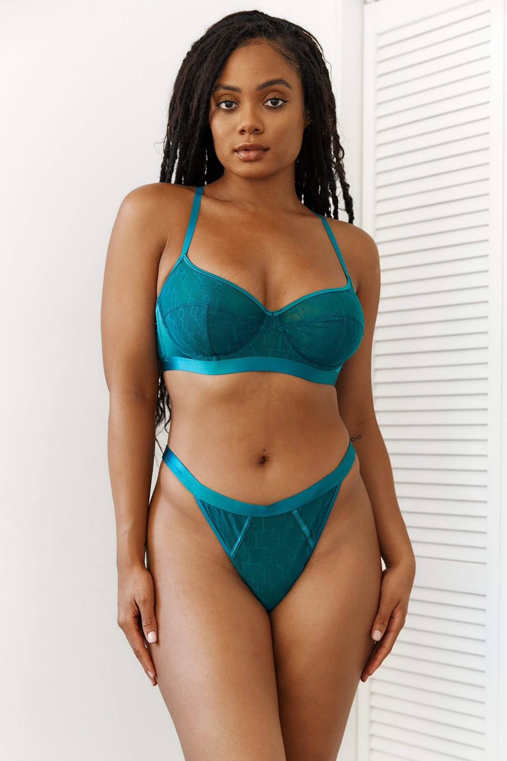 Lounge Underwear Chic Balcony Bra & String Set Turquoise | VQ5732910