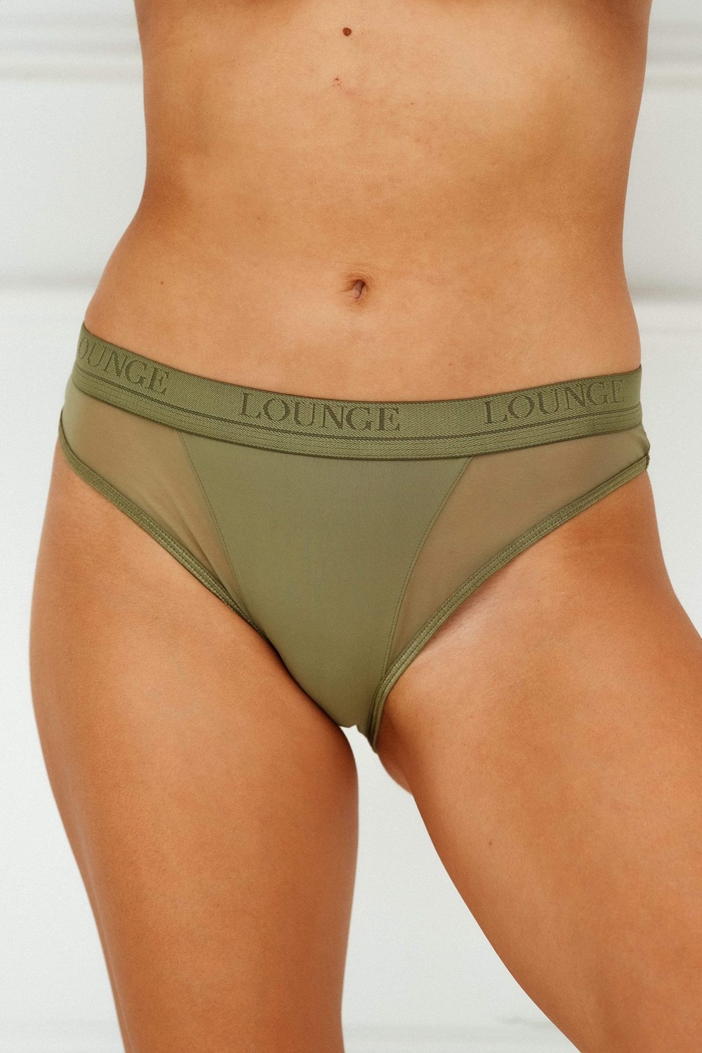 Lounge Underwear Contour Mesh Briefs Khaki | CI8176240