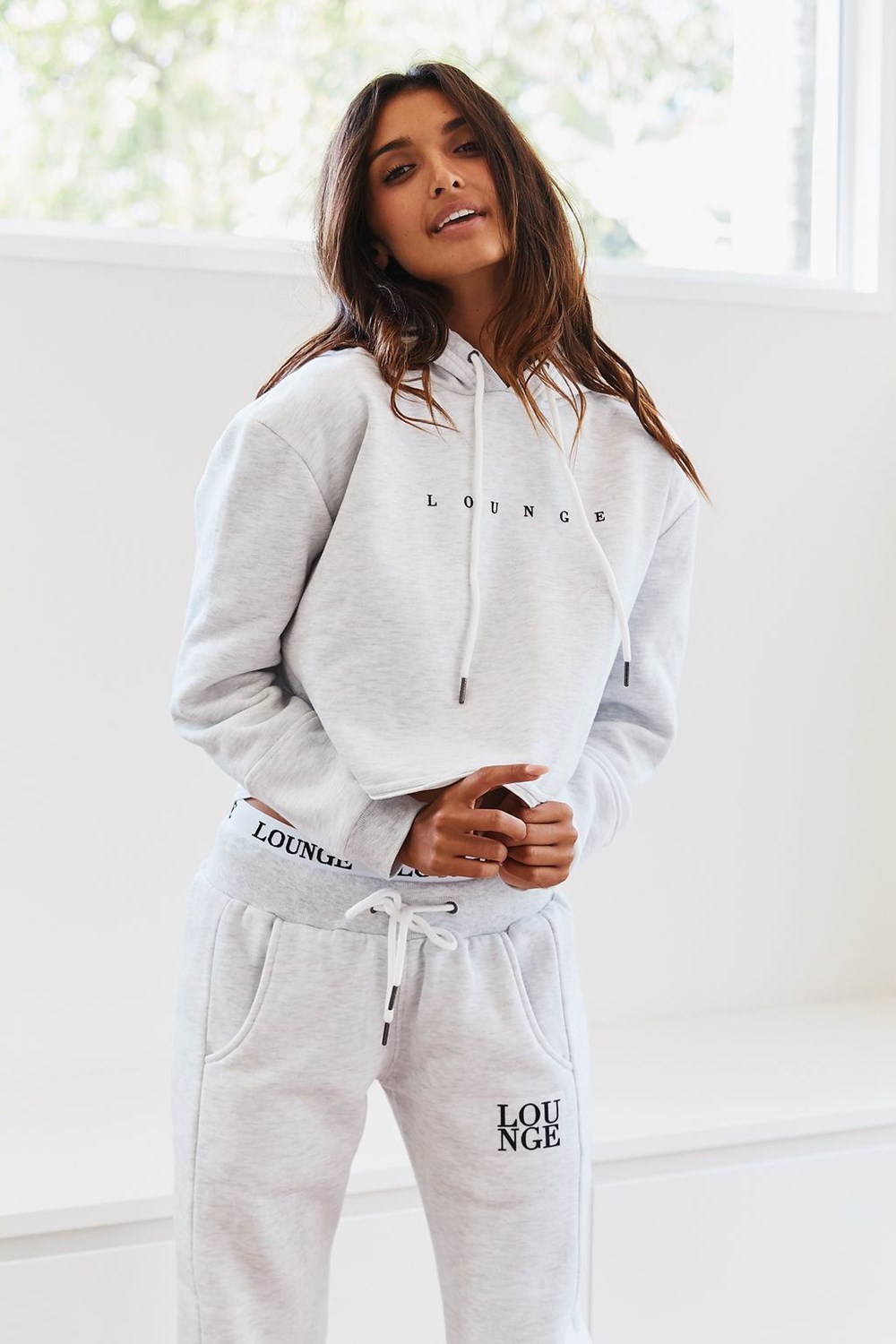 Lounge Underwear Cropped Hoodie Wit | QW1904683