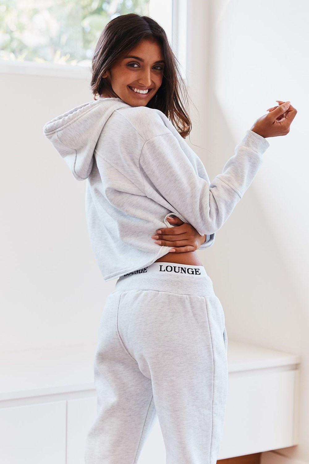 Lounge Underwear Cropped Hoodie Wit | QW1904683