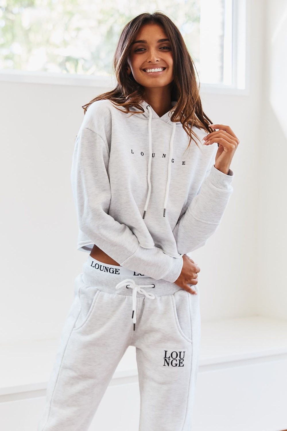 Lounge Underwear Cropped Hoodie Wit | QW1904683