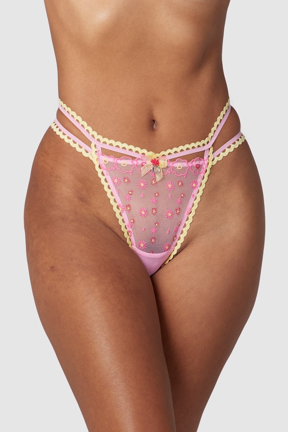 Lounge Underwear Daisy Embroidered String Roze | EF7302651