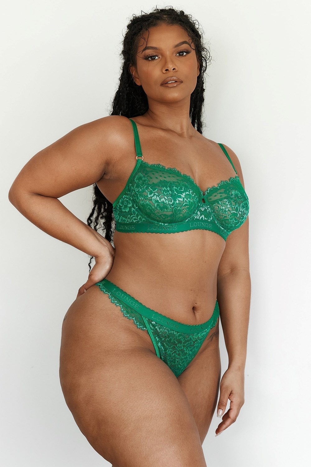 Lounge Underwear Desire Balcony Bra & String/Briefs Set Emerald | SF4031692