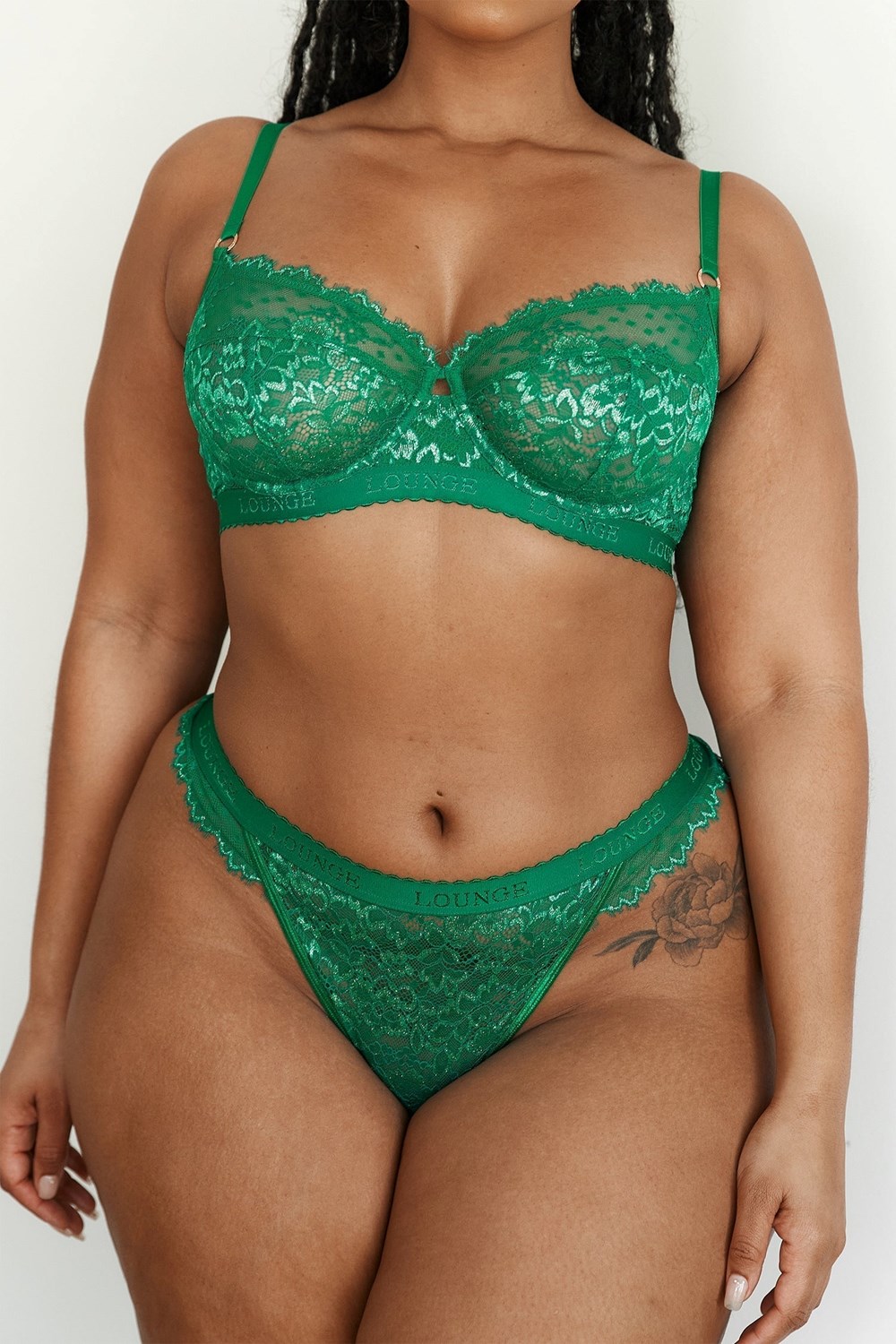 Lounge Underwear Desire Balcony Bra & String/Briefs Set Emerald | SF4031692