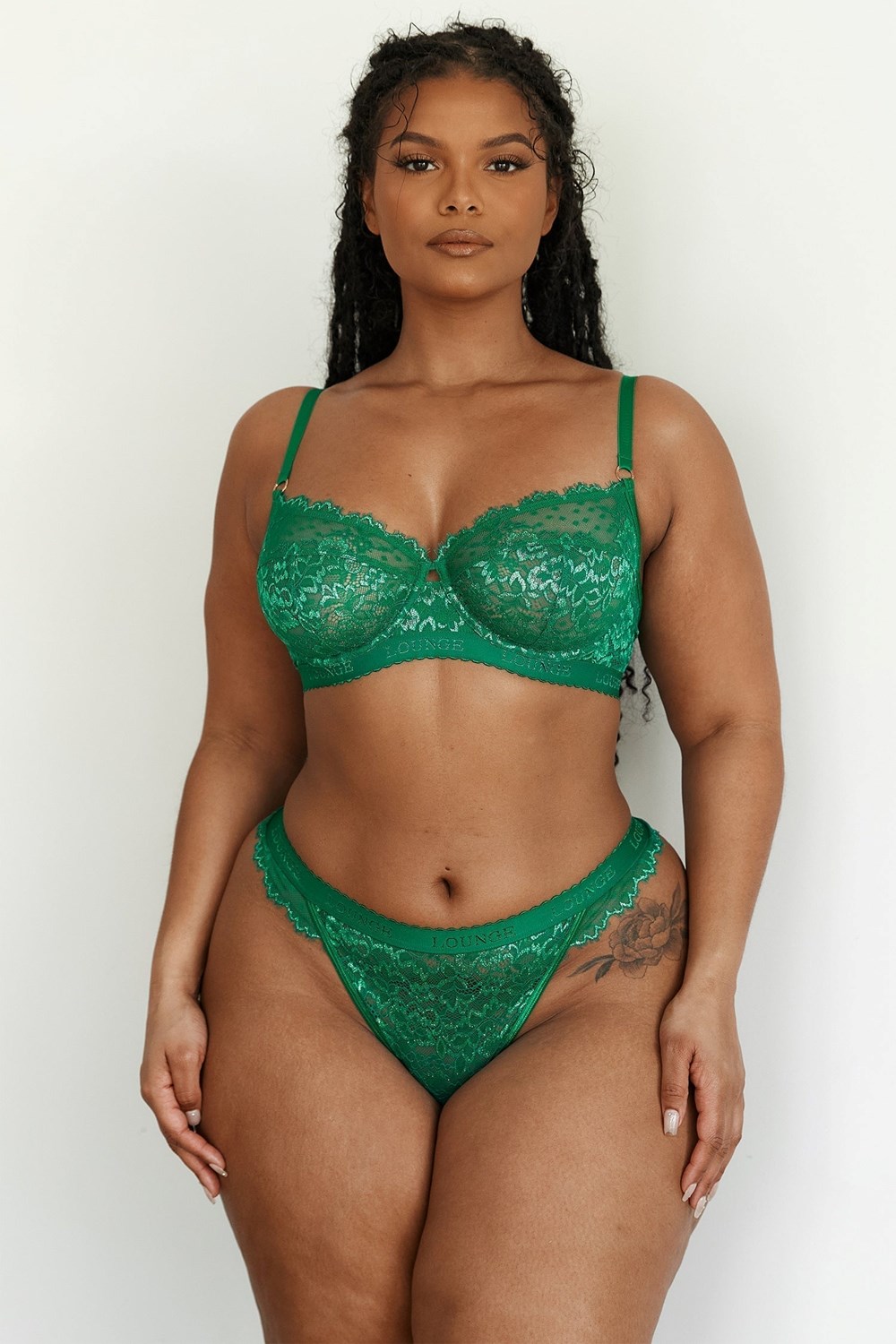 Lounge Underwear Desire Balcony Bra & String/Briefs Set Emerald | SF4031692