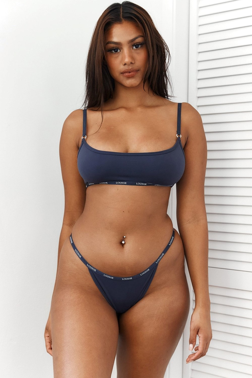 Lounge Underwear Essential Bralette & String/Briefs Set Blauw | DO6037485