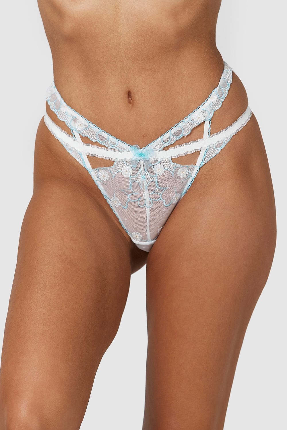 Lounge Underwear Fleur G-string Wit Blauw | DJ8125694