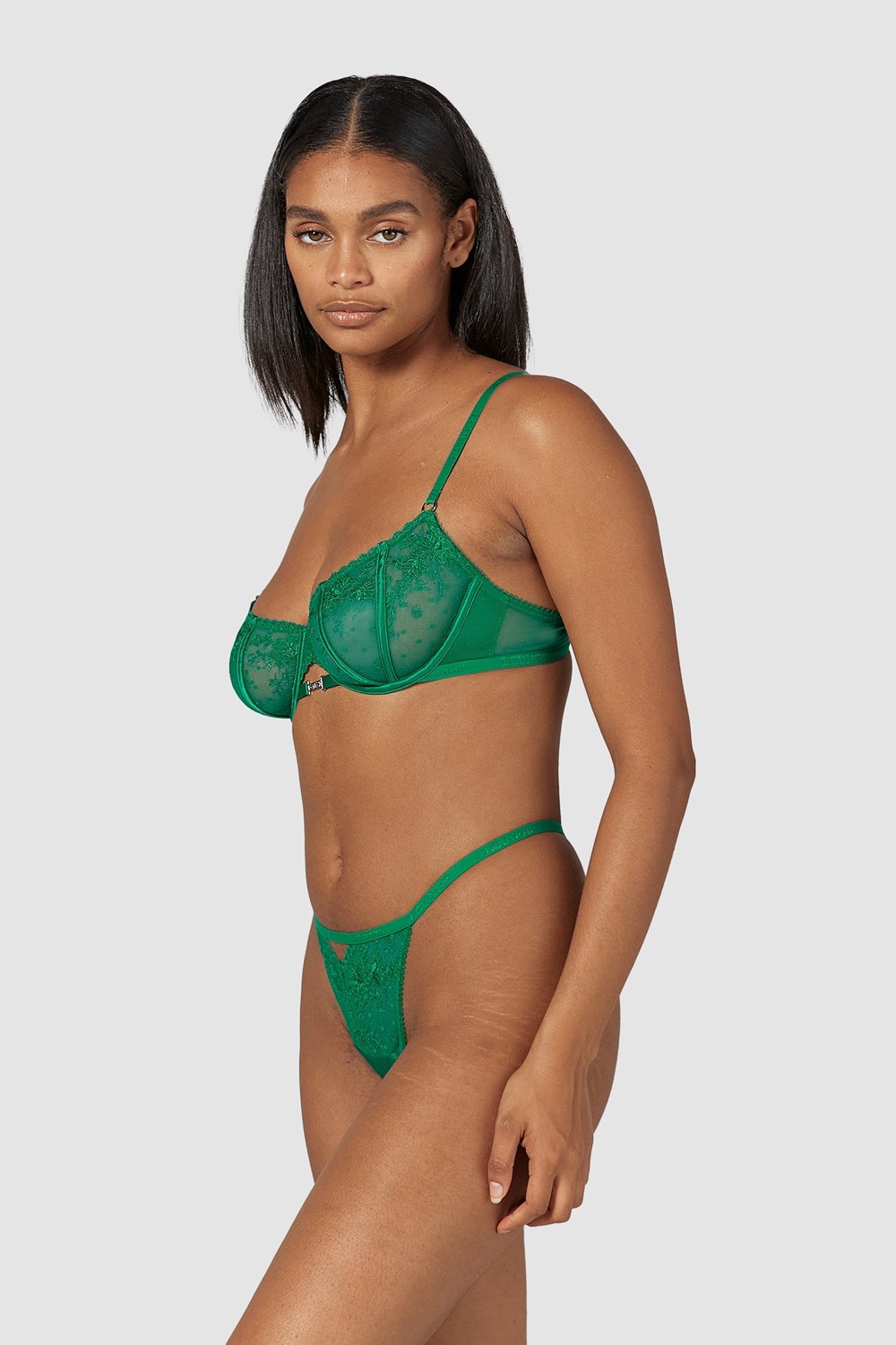 Lounge Underwear Flirt Balcony Bra & G-string/Briefs Set Emerald | GV2687103