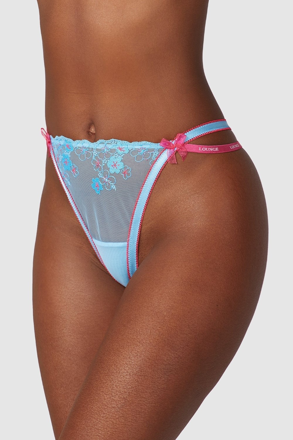 Lounge Underwear Floral Embroidered String Blauw | GQ3274059