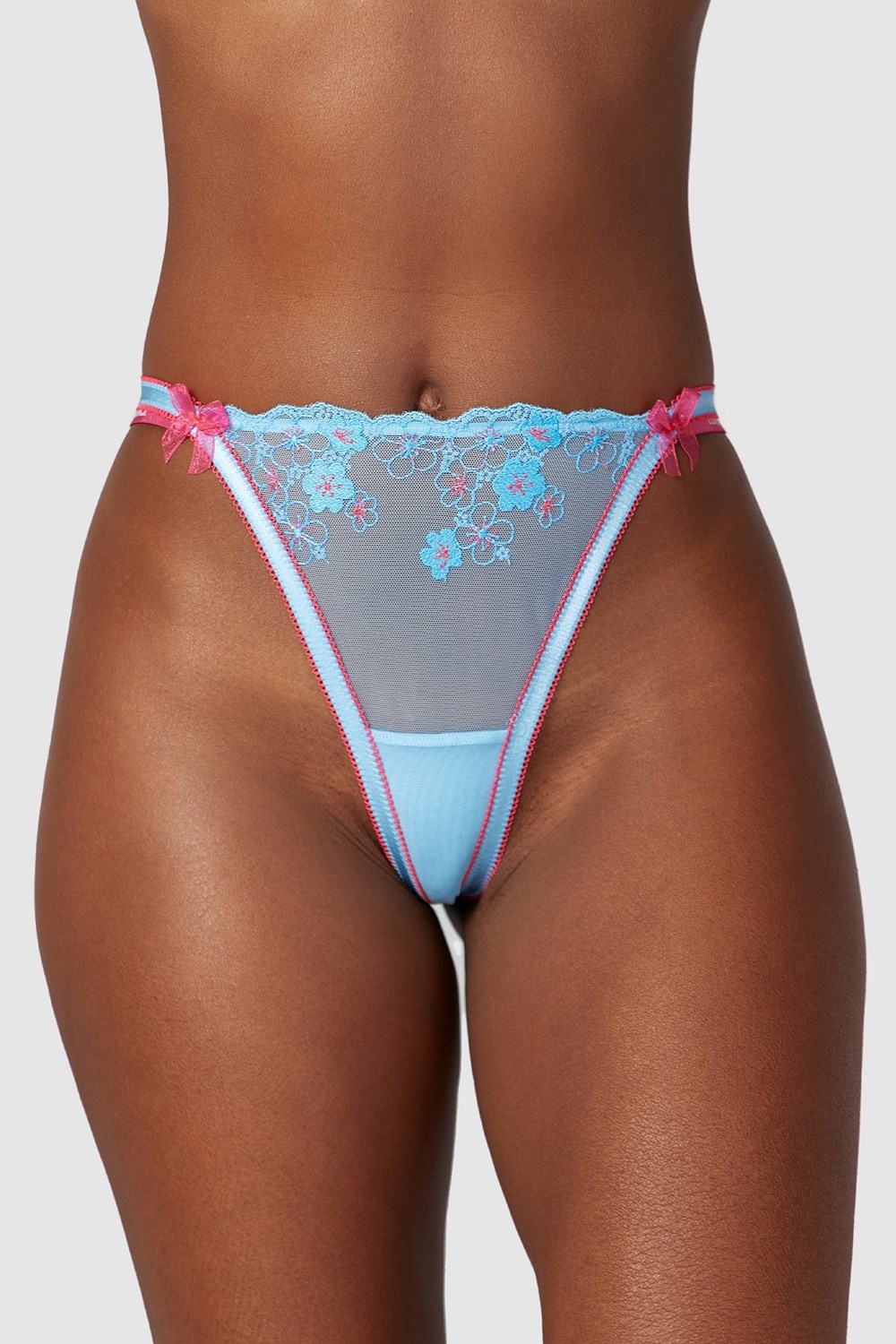 Lounge Underwear Floral Embroidered String Blauw | GQ3274059