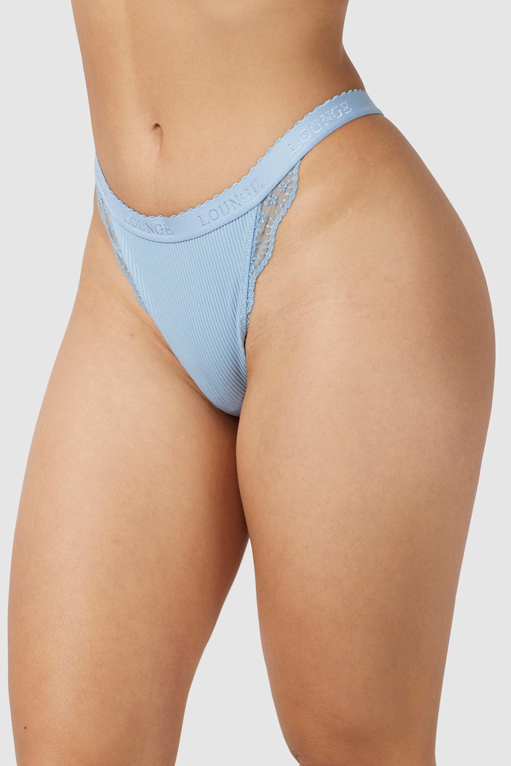 Lounge Underwear Geribbeld String Blauw | OW3740951