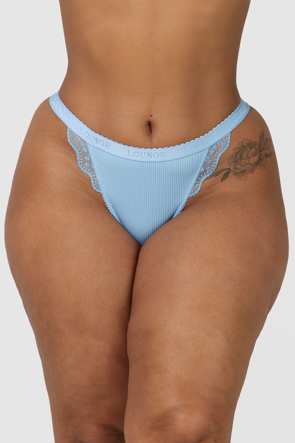 Lounge Underwear Geribbeld String Blauw | OW3740951