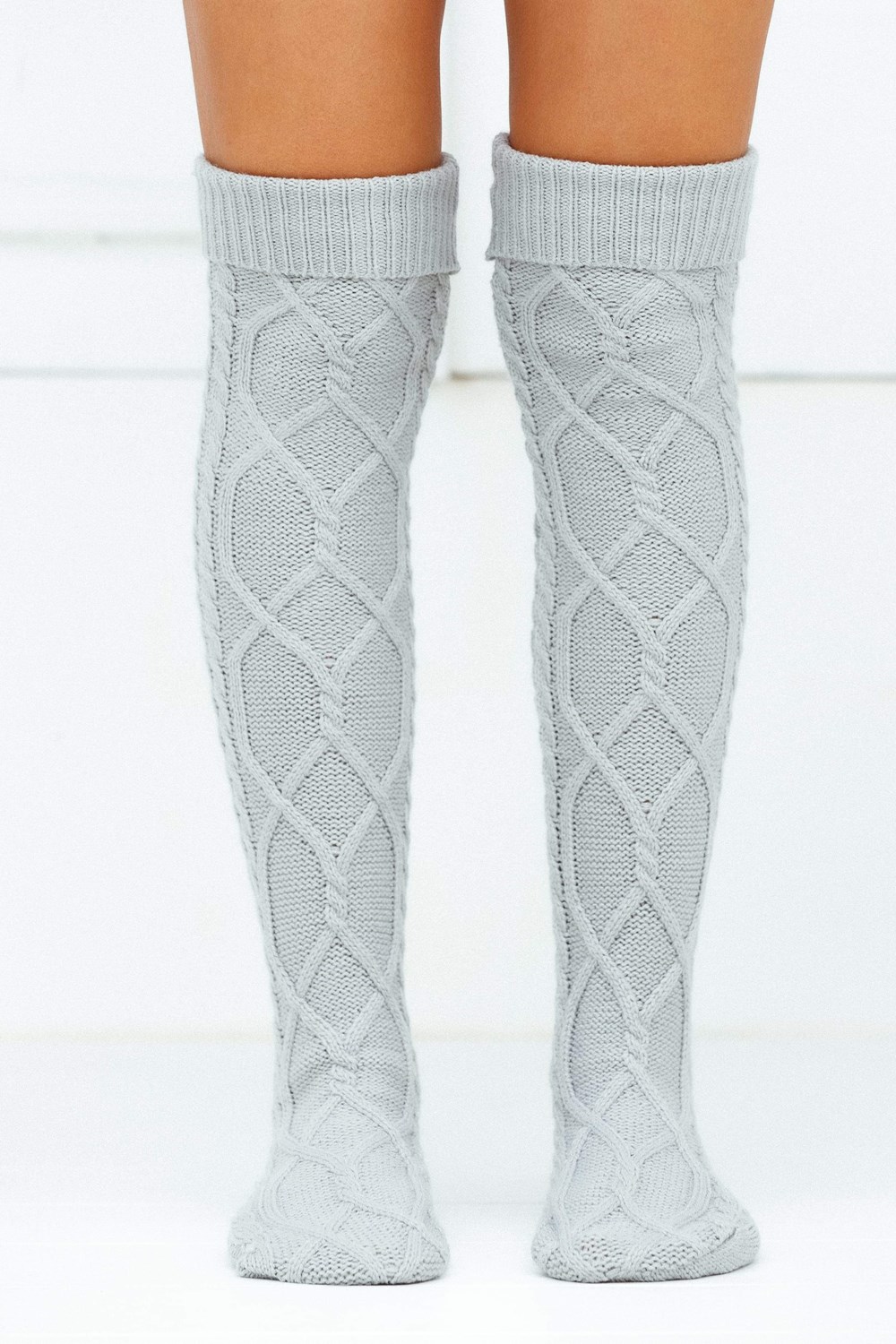 Lounge Underwear Knee-High Cosy Gebreid Socks Grijs | AW9175306