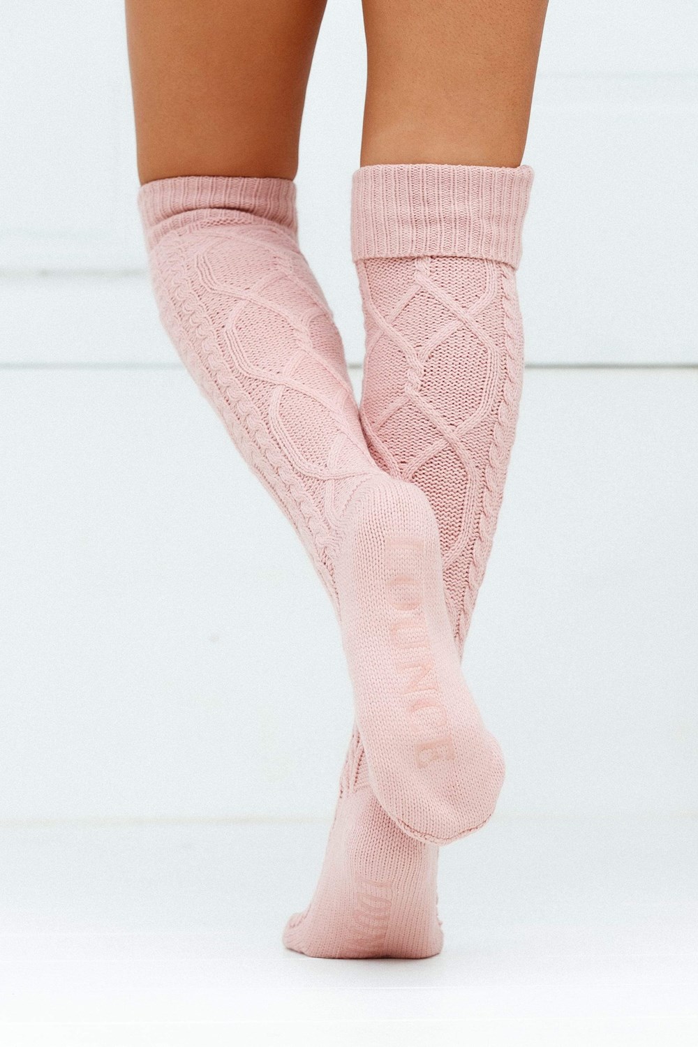 Lounge Underwear Knee-High Cosy Gebreid Socks Roze | MX8730495