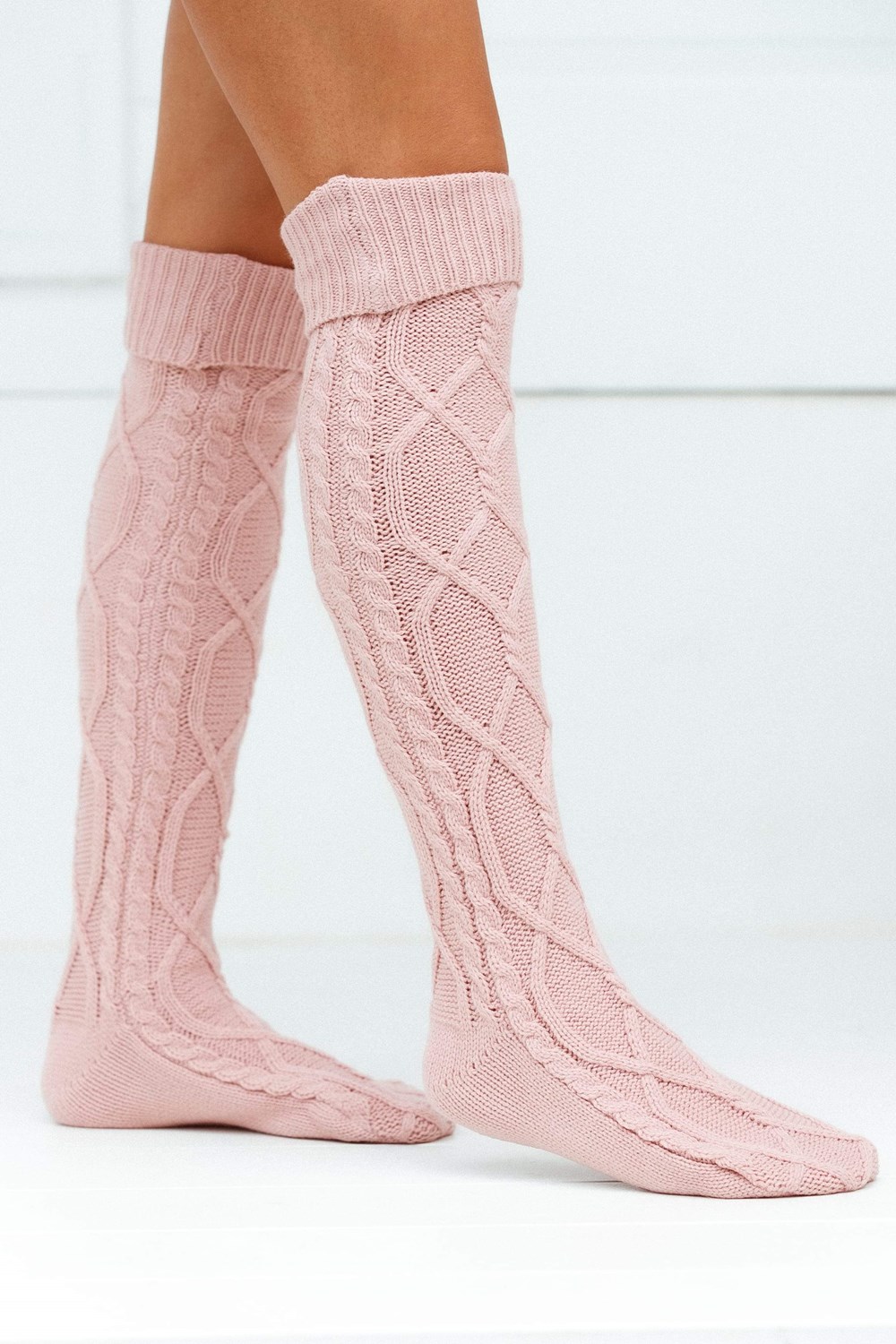 Lounge Underwear Knee-High Cosy Gebreid Socks Roze | MX8730495