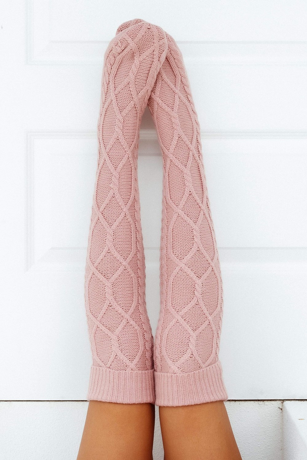 Lounge Underwear Knee-High Cosy Gebreid Socks Roze | MX8730495