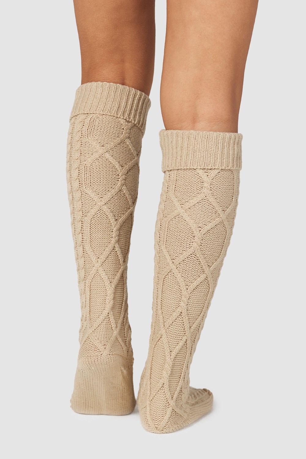 Lounge Underwear Knee-High Cosy Gebreid Socks Mink | VH4937256