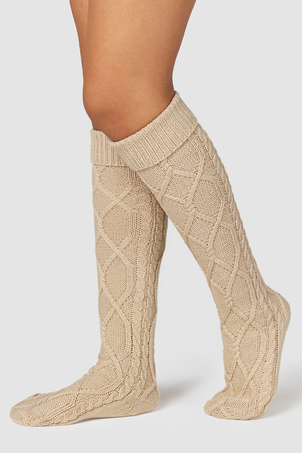 Lounge Underwear Knee-High Cosy Gebreid Socks Mink | VH4937256