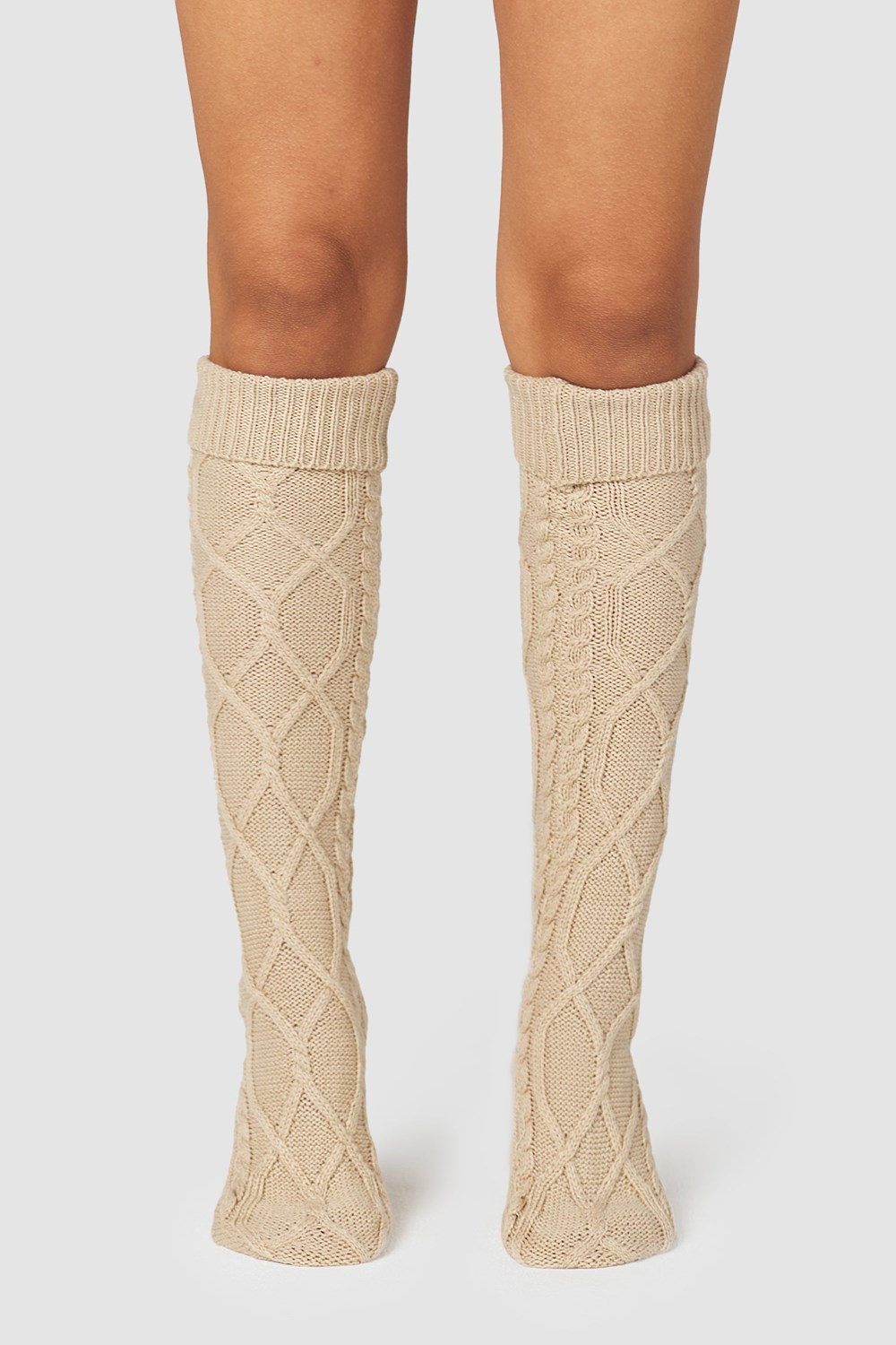 Lounge Underwear Knee-High Cosy Gebreid Socks Mink | VH4937256