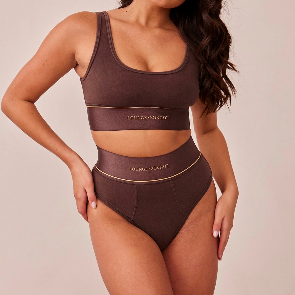 Lounge Underwear Loungerie Bralette & Briefs Set Chocola | YD6402751