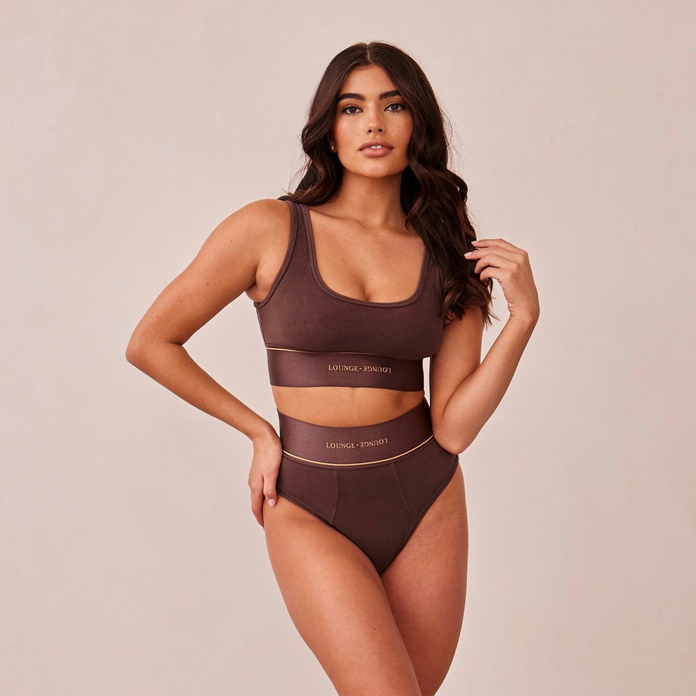 Lounge Underwear Loungerie Bralette & Briefs Set Chocola | YD6402751