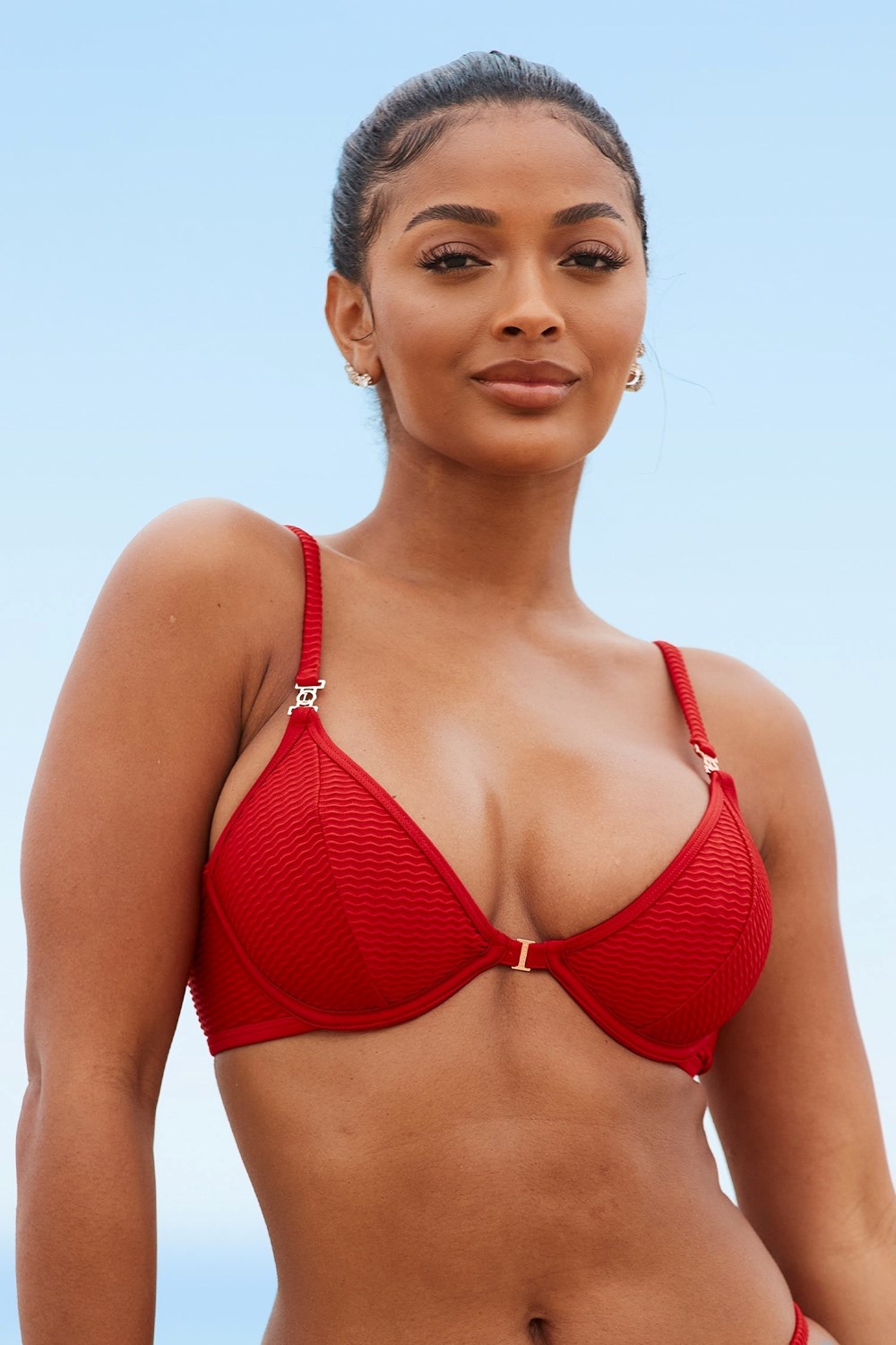 Lounge Underwear New York Textured Bikini Top Rood | UD3046987