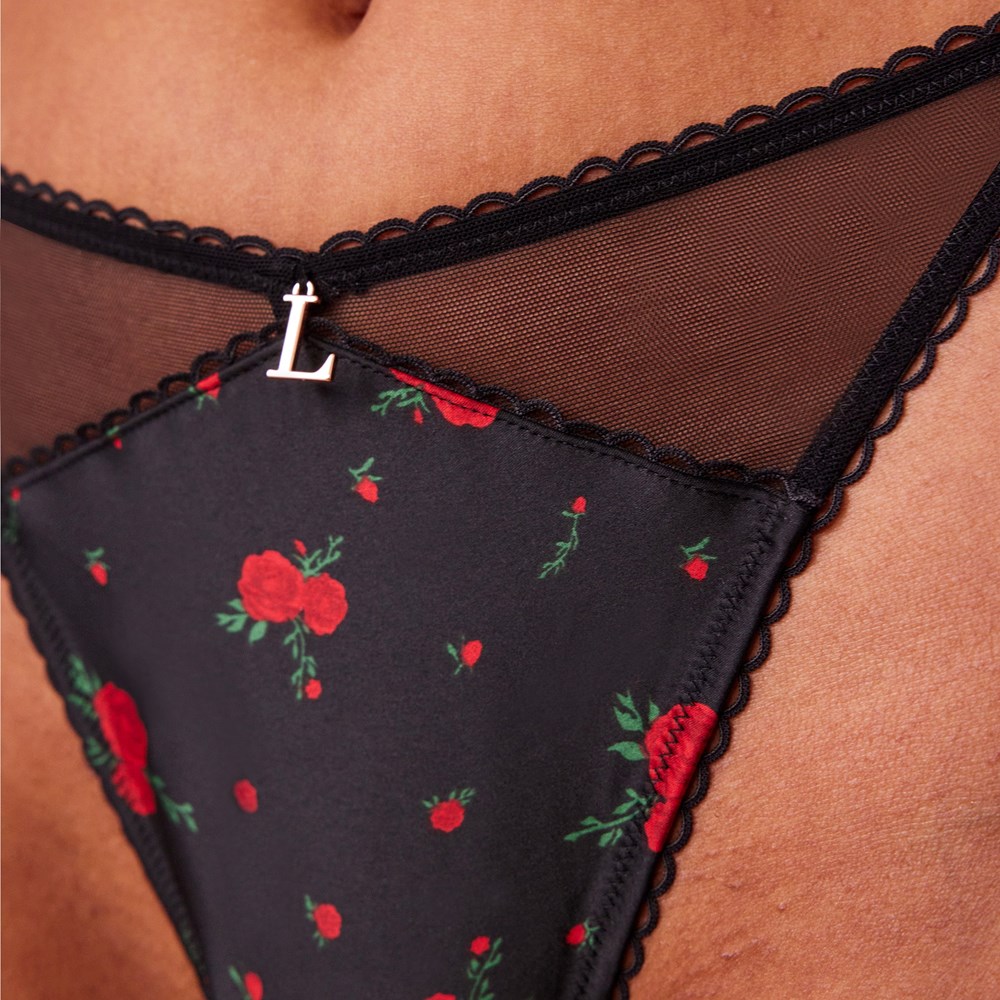 Lounge Underwear Rose String Zwart | NB6701953