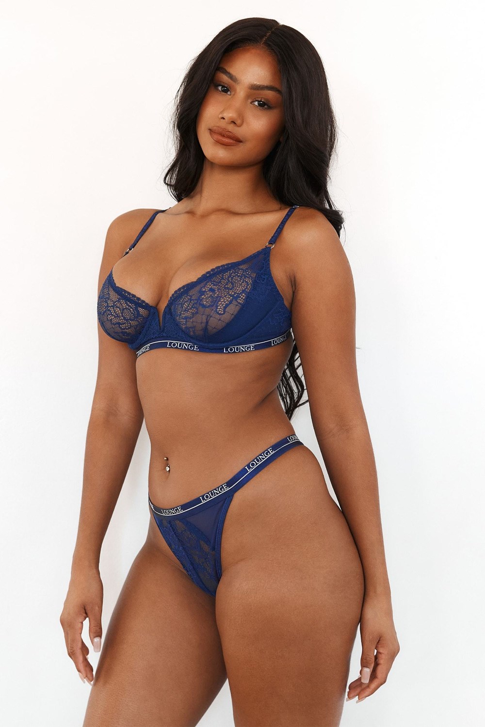 Lounge Underwear Royal Balcony Bra & String Set Donkerblauw | TB5986102