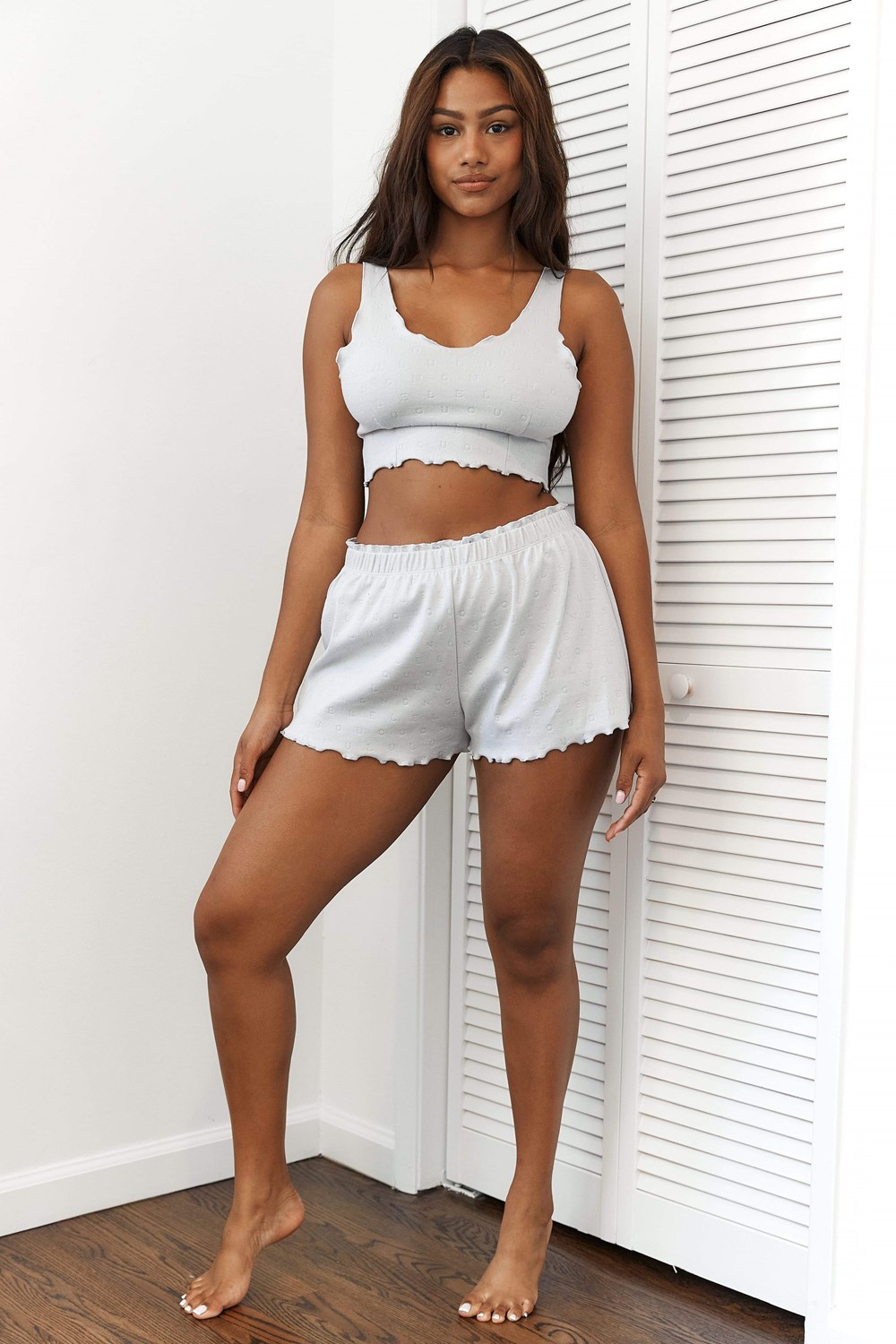 Lounge Underwear Ruffle Pajama Shorts Frost | ED3216470