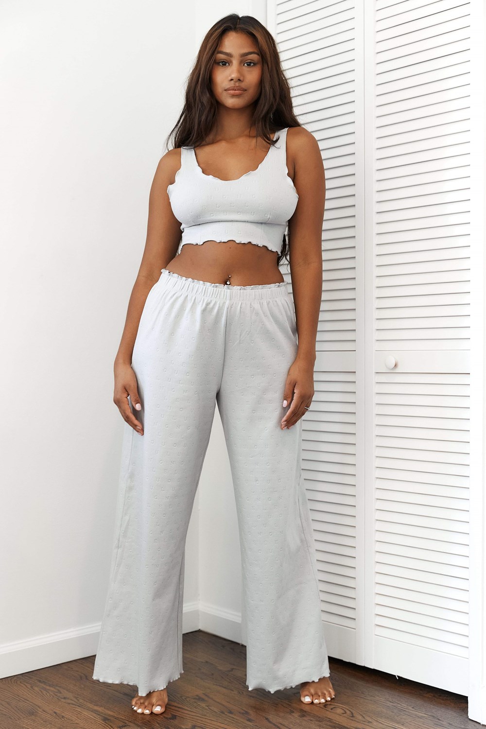 Lounge Underwear Ruffle Pajama Trousers Frost | CB1432579