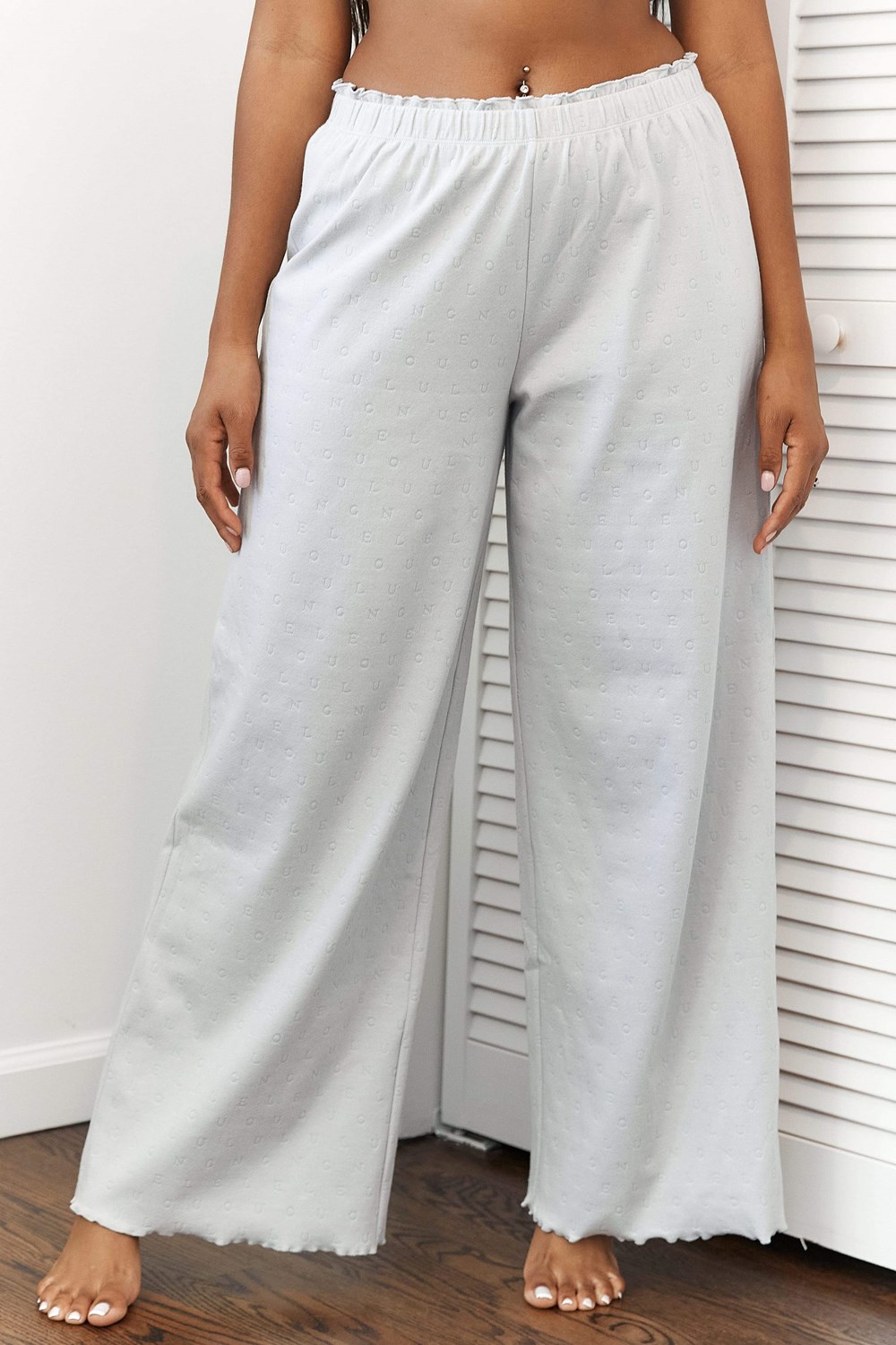 Lounge Underwear Ruffle Pajama Trousers Frost | CB1432579