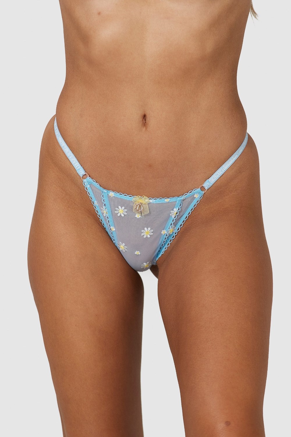 Lounge Underwear Sheer Floral String Blauw | GL7523069