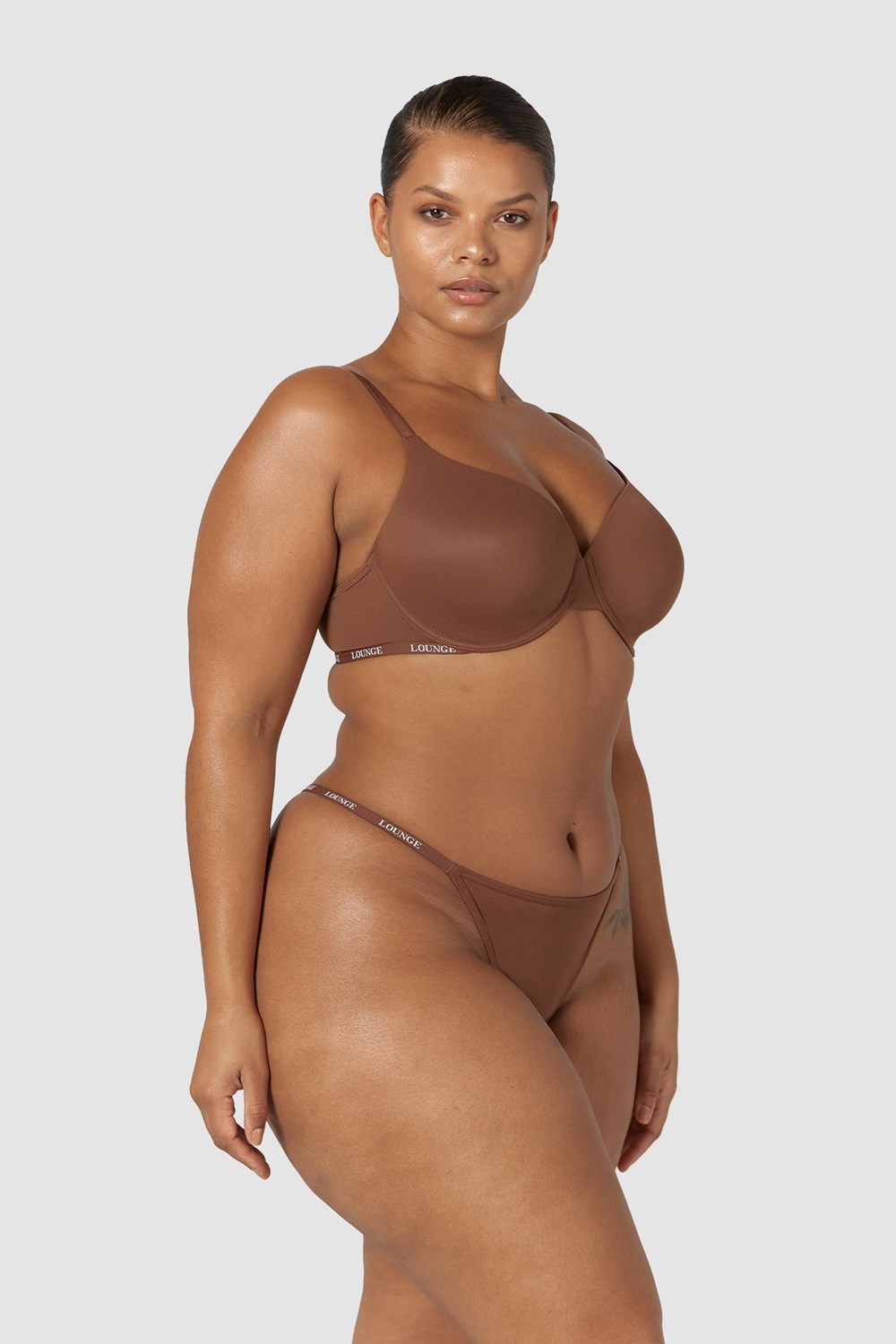 Lounge Underwear Smooth Klassieke T-shirt Bra & String/Briefs Set Chestnut | ND0217964