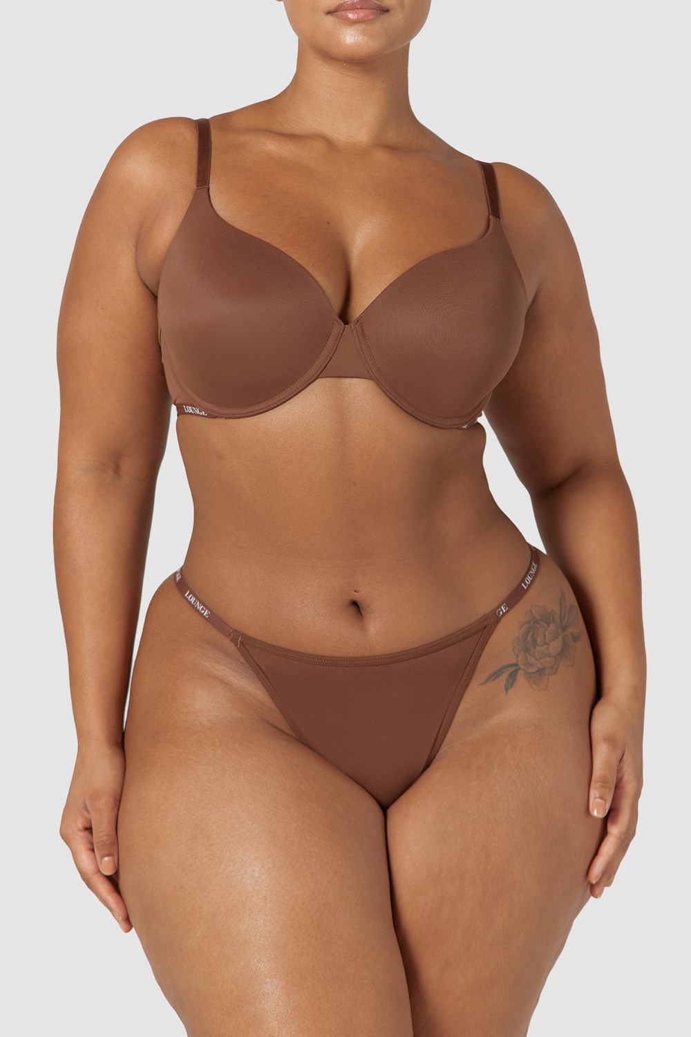 Lounge Underwear Smooth Klassieke T-shirt Bra & String/Briefs Set Chestnut | ND0217964