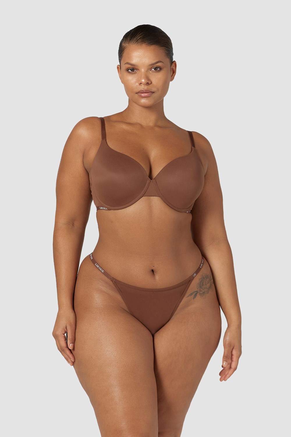 Lounge Underwear Smooth Klassieke T-shirt Bra & String/Briefs Set Chestnut | ND0217964