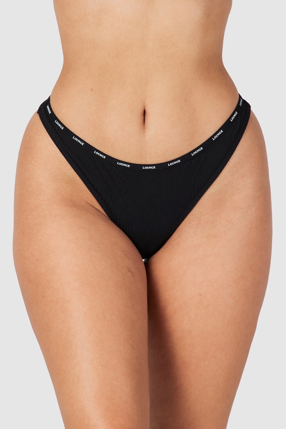 Lounge Underwear So Soft Geribbeld String Zwart | IG5867014