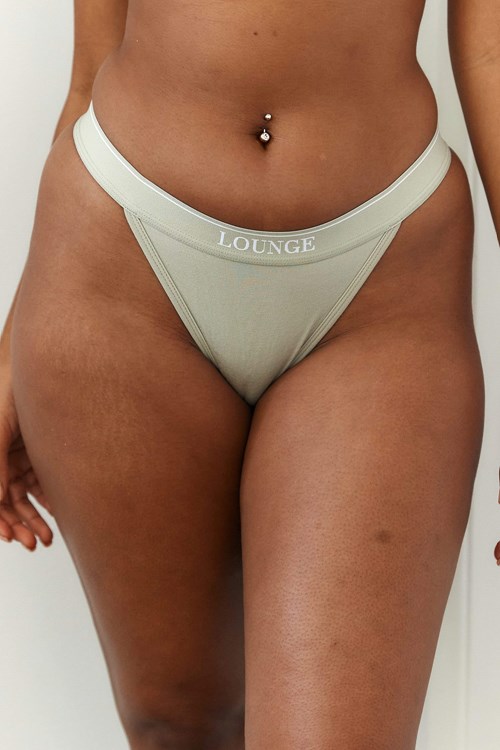 Lounge Underwear Bamboo Minimal Triangle String Olijfgroen | FH1645083