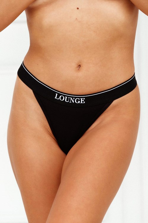 Lounge Underwear Bamboo Minimal Triangle String Zwart | UT7013856