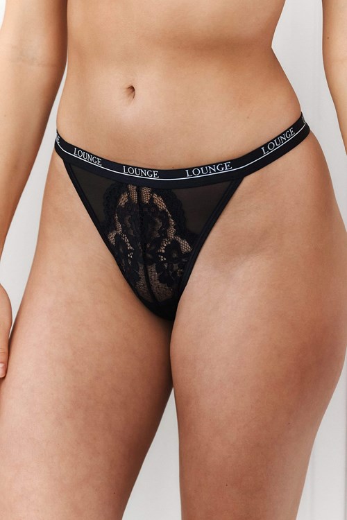 Lounge Underwear Blossom String Zwart | DA7651298