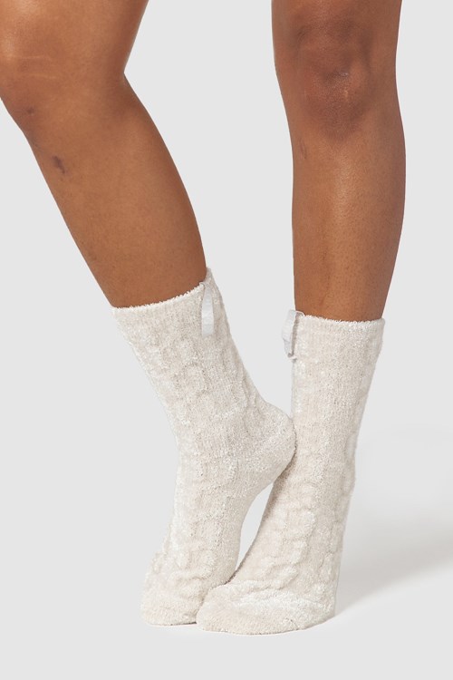 Lounge Underwear Chenille Gebreid Socks Pearl | WD3045968