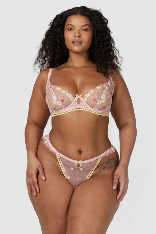 Lounge Underwear Fleur Balcony Bra & String Set Roze | EO9025368