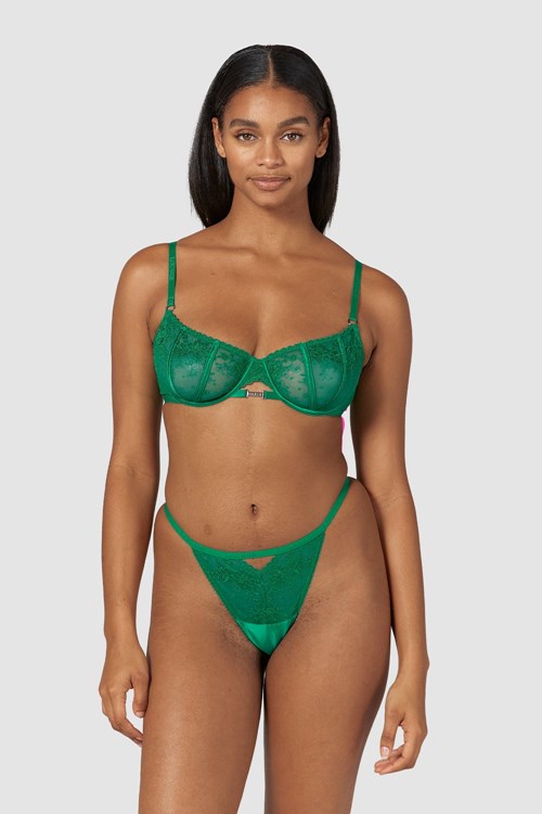 Lounge Underwear Flirt Balcony Bra & G-string/Briefs Set Emerald | GV2687103