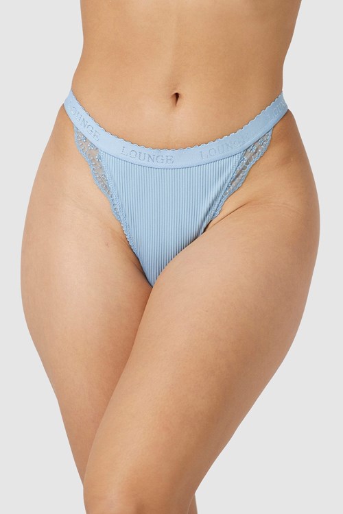 Lounge Underwear Geribbeld String Blauw | OW3740951