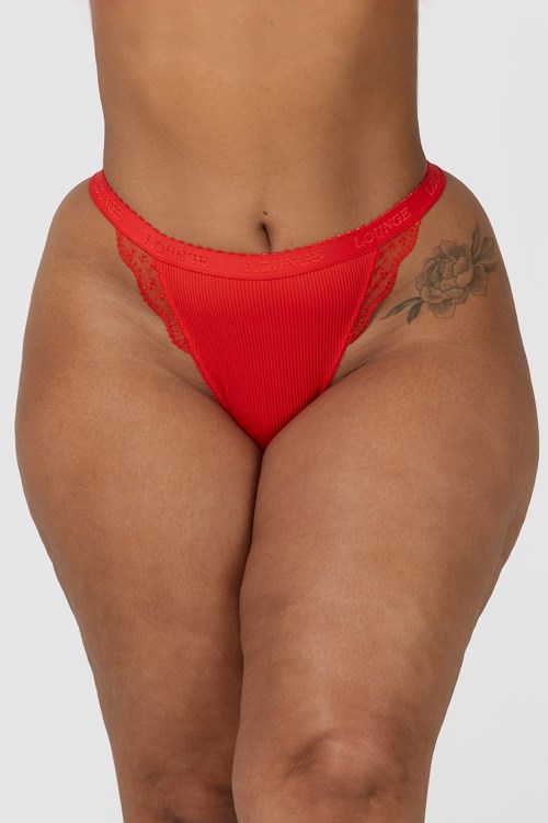 Lounge Underwear Geribbeld String Rood | BV7913204