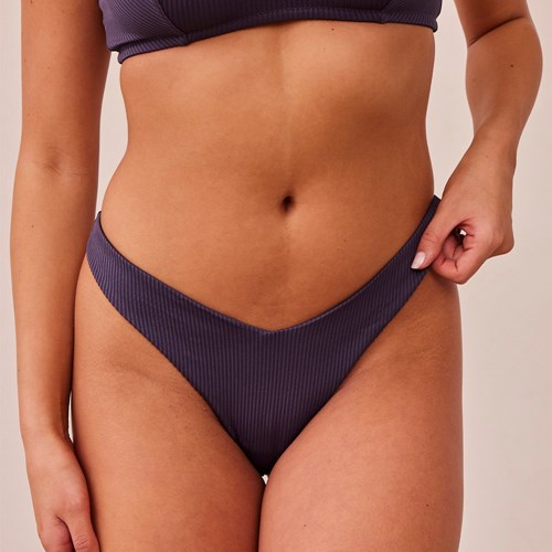 Lounge Underwear Geribbeld Triangle String Blauw | XT7810326