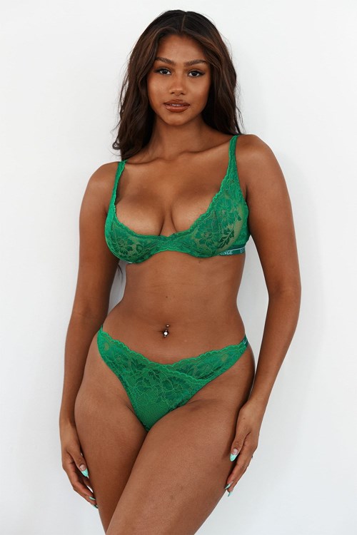 Lounge Underwear Luxe Balcony Bra & String/Briefs Set Emerald | OV0169843